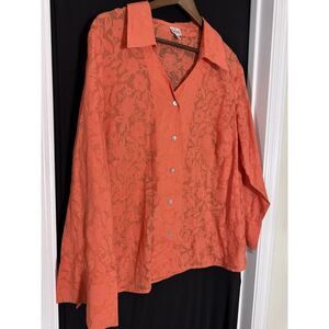 TRUE BEAUTY by Emme, Orange Super Lt Wgt Cotton, SHIRT TUNIC BLOUSE TOP, 18